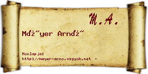 Máyer Arnó névjegykártya